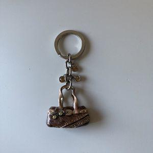Y2k style mini rhinestone enamled purse key chain with swaroski  barbie core